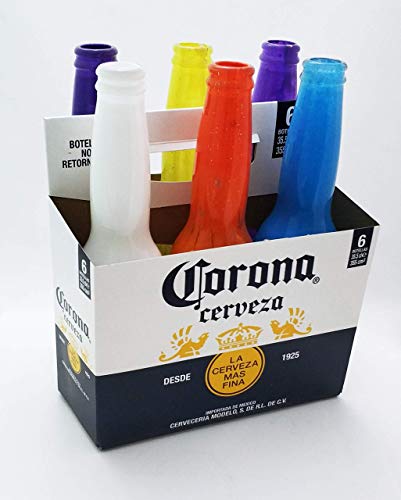 Botellas con suerte - Pack 6 Cerveza Corona - Botella Decorativa Reciclada pintadas por dentro con...