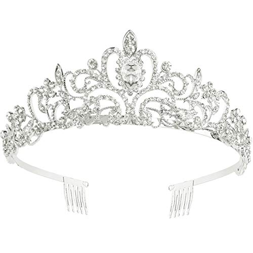 Makone Tiara Corona de Cristal con Diamantes de imitaciÃ³n Peine para Corona Nupcial Proms de Boda...