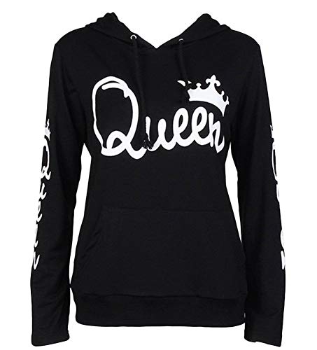 Tomwell Hombre Y Mujer Moda King Queen ImpresiÃ³n Sudaderas con Capucha Manga Larga Pullover Camisas...