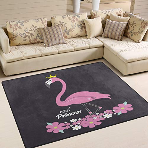 Use7 Alfombra de flamenco rosa con corona para salÃ³n o dormitorio, tela, Varios Colores, 160cm x...