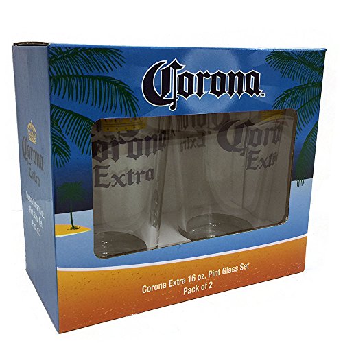 Corona Extra - Vaso de cerveza (2 unidades, 16 oz), transparente