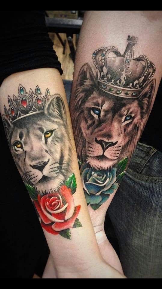 tatuajes coronas leon para parejas